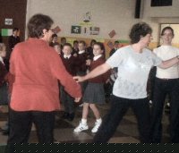 The teachers were so impressed with the Irish dancing they had to join in!