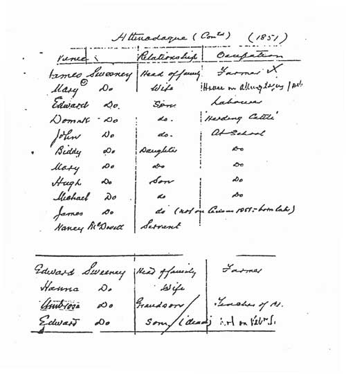 Sweeney Census 1851
