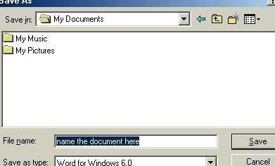 After you press save for the first time in any Document you will get an option to name the Document.