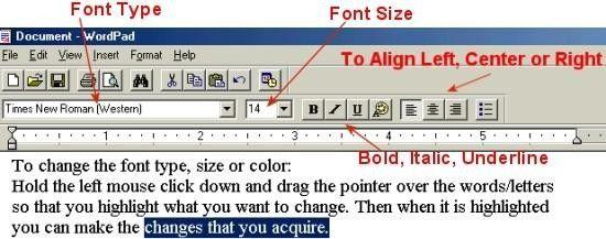 To change the font type, size or color: