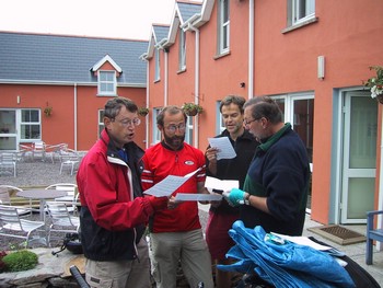 A visiting barber shop group testing the acoustics!