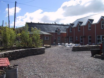 The new hostel courtyard. Looking a bit bare but the plants should be through by the summer.