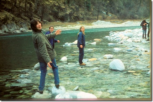 Swiss - Locarno Geog. Field Trip - Class year of 1971 - Crossing river-Tim Aubin, Jean Appleton, Caroline Weller