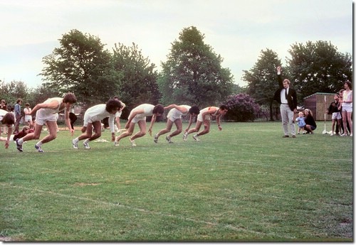 Sports Day - 100yds Sprint-Gordon Langford,Mike Kyrkos,Nick Fell & ano's Brian Cappel w. gun? - Class year of 1971 & '72