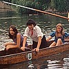 Punting on river Cam after exams Martin Underwood, Tanya Fox, Barbara Hawtin, Jean Appleton, Sarah Bonner class of 1971