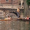 Punting on river Cam after exams Martin Underwood, Tanya Fox, Barbara Hawtin, Jean Appleton, Sarah Bonner.  Class year of 71