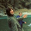 Swiss - Locarno Geog. Field Trip - Class year of 1971 Crossing river-Tim Aubin, Jean Appleton, Caroline Weller