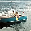 Swiss - Locarno Geog. Field Trip - Class year of 1971 Paddling motor-boat, Gordon Langford & Martin Underwood
