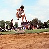Sports Day Long Jump-Mike Kyrkos landing,Nick.Smith measuring <br> Class year of 1971