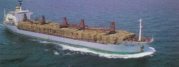 The fourth Irish Cedar discharging a cargo of granite at Cherbourg from Durban.