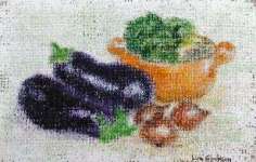 Aubergines and Red Pot