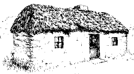 Mud walled thatched cottage