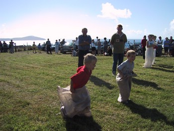 Sack racing on the Allihies Races day 15th August