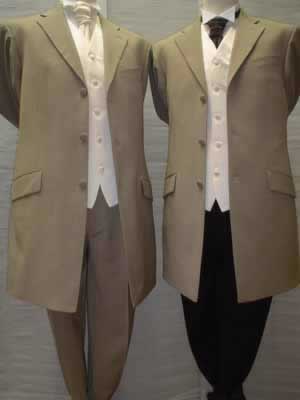 Lightweight tan jacket with new plain ivory waistcoat
