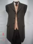 Brown herringbone Prince Edward suit with coffee waistcoat (5kb)