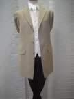 Lightweight tan jacket with black trousers, Rialto waistcoat and cream silk tie (5kb)