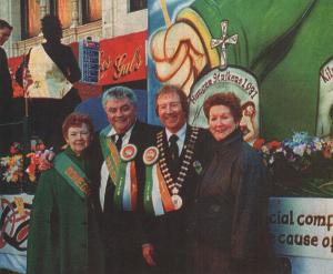 Charlie Bennett and his wife Marian at the Philadelphia St Patrick's Day parade.