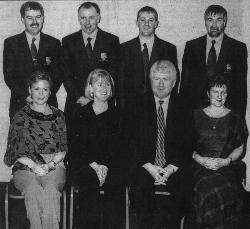 Members of the Maloney family pictured at the Ardara GAA Club dinner dance, where Hugh Maloney accepted a Hall of Fame award for his late father, Danny Maloney. Front, L. to r., Breege Haughey, Ann Maloney, Hugh and Anita Maloney. Back, l. to r., Larry Gallagher, Anthony Molloy, James McHugh and Stephen McCahill.