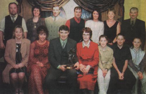 Martin Gavigan, pictured with his family after he was selected as centre half back on the Donegal Millennium Team at the GAA Banquet on Saturday night.