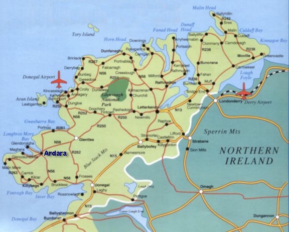 Map Of County Donegal Ireland