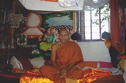 A monestary on Phnom Sambok with an elderly monk happy to receive me.