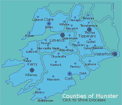 Counties of Munster - Click for Dioceses