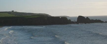 Bunmahon coastline and the ruins of Tankardstown