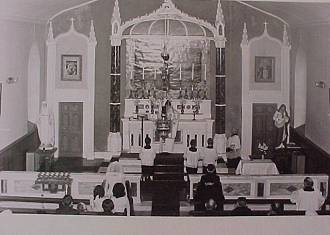 Clontubrid Church interior, 1960's.