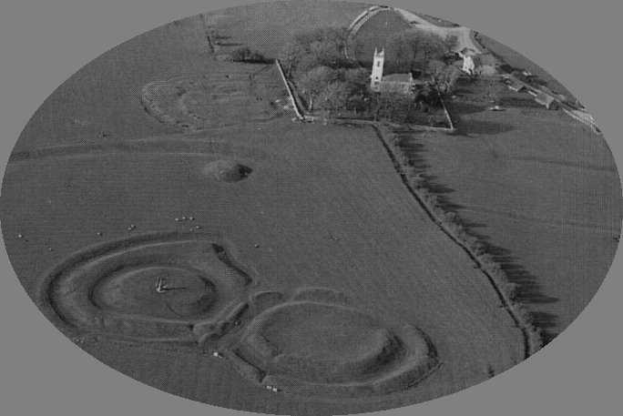 Aerial view of Tara (Teamhair), including the Mound of the Hostages.