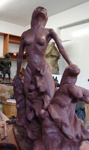 'Goddess of the Sea' - clay stage                             Finished in cold cast bronze €800 1/1                             H58cm x L53cm x W26cm