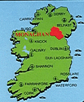 An enlarged map of Ireland.