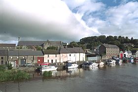 View of Graiguenamanagh and the church from the River Barrow