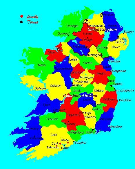 This is an Inter Active map of Ireland. Clicking in the centre of a County 