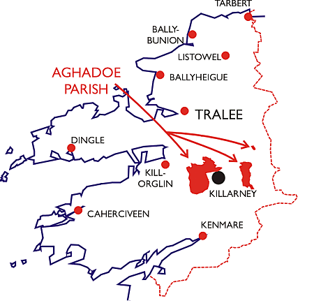 Location of Aghadoe in County Kerry