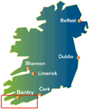 Map of Ireland, Cork and Bantry