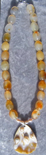 Carnelian and shell necklace
