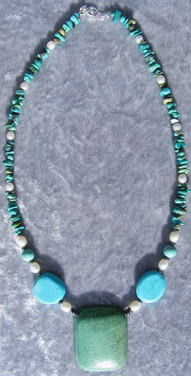 Turquoise and River Pearl necklace