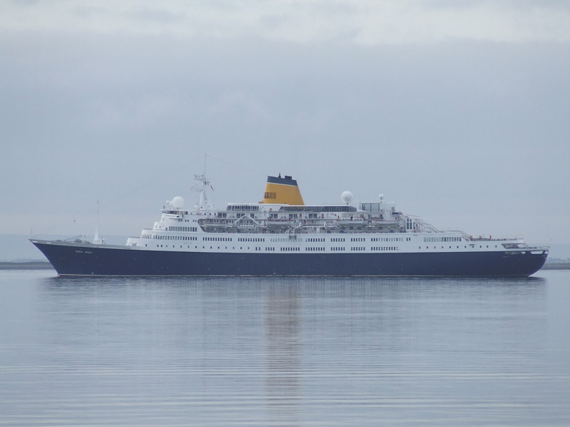 Cruise Liner Saga Ruby at anchor in Galway Bay