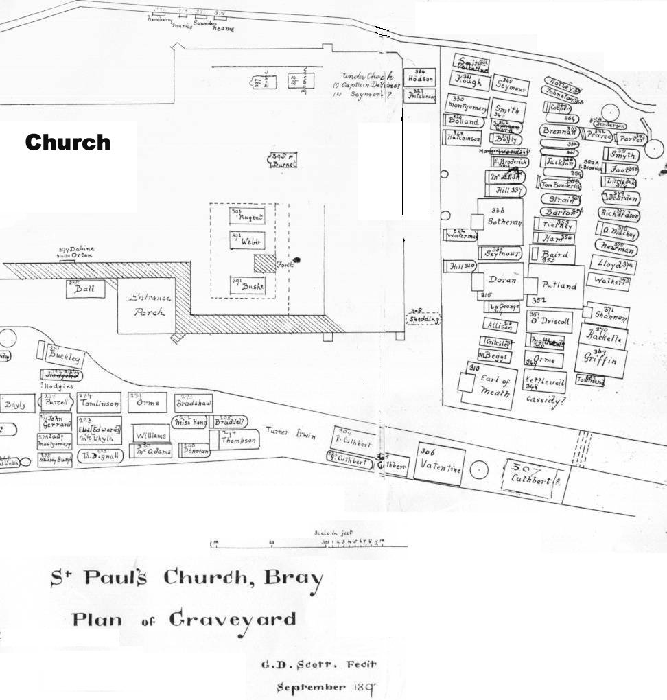 St. Paul's Graveyard Map East Portion