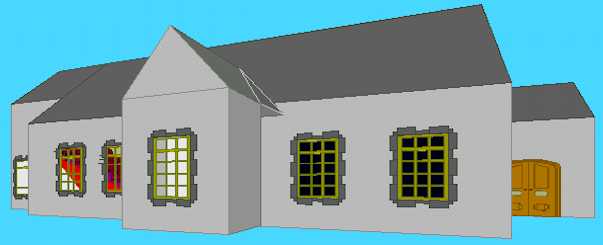 3d Town Hall Model - Front View