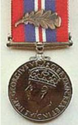 War Medal 1939-45 & Bronze Oak Leaf