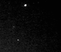 G. Varros: 'This fireball appeared at 08:50 UT on Nov. 17, 2001. The field of view is 75 degrees using a Gen II image intensified camera coupled to a PC-23-C video camera. Jupiter is at the top of this image.'