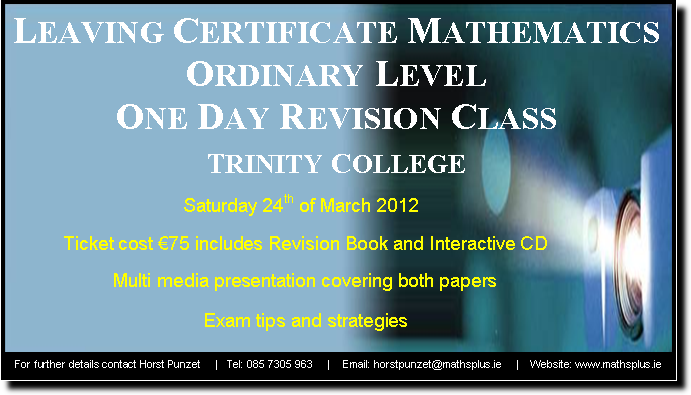  Revision Class 24th March 2012