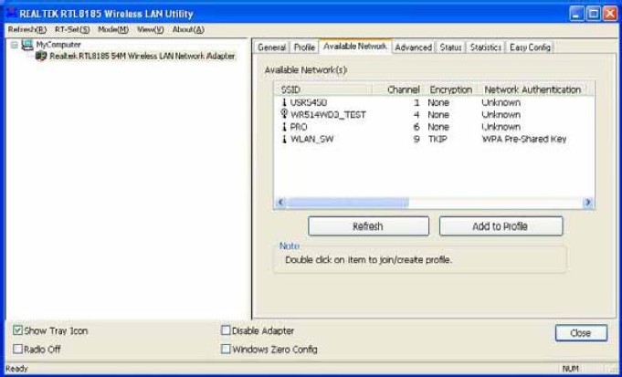 realtek wireless lan utility not showing correct encryption