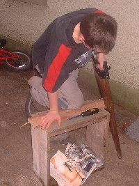 Sawing the wood for the barge