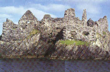 Ruins of Cromwell's Barracks at the entrance to Bofin's harbour