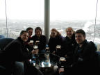 Supping Guinness in the Gravity Bar with a panoramic view of Dublin in the background