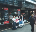 Authentic Dublin 'olde worlde' coffee rendezvouz. Bonuses for stained glass in the shopfront and best 'nonchalant' look of team members mixing with public waiting in sunshine