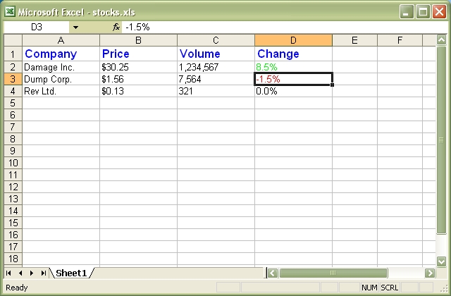 Output from stocks.pl