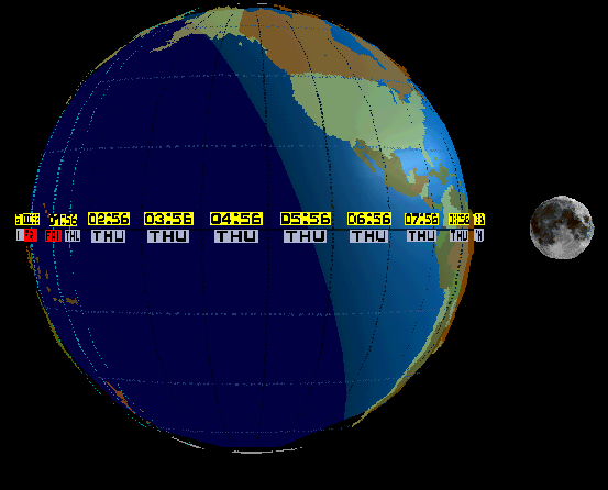 Picture-- Earth and Moon Showing Dawn over the Pacific Ocean